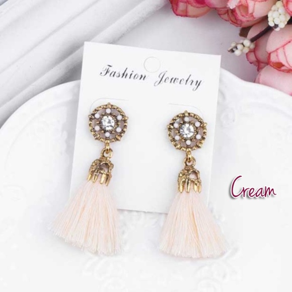 SALE !! NWT Tassel Crystal Earrings 4 Colors NEW - Picture 3 of 8